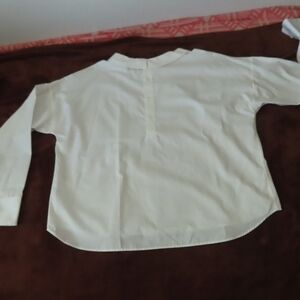 Figaret Paris Womens White Cotton Long Sleeve Button Front Blouse Top Size 44